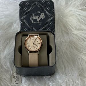 Fossil Rose Gold and Beige Leather Watch
